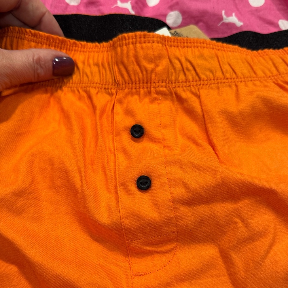 PINK Victoria's Secret Orange and Pink Boxer Shorts Bundle size Medium and Large - Picture 4 of 12